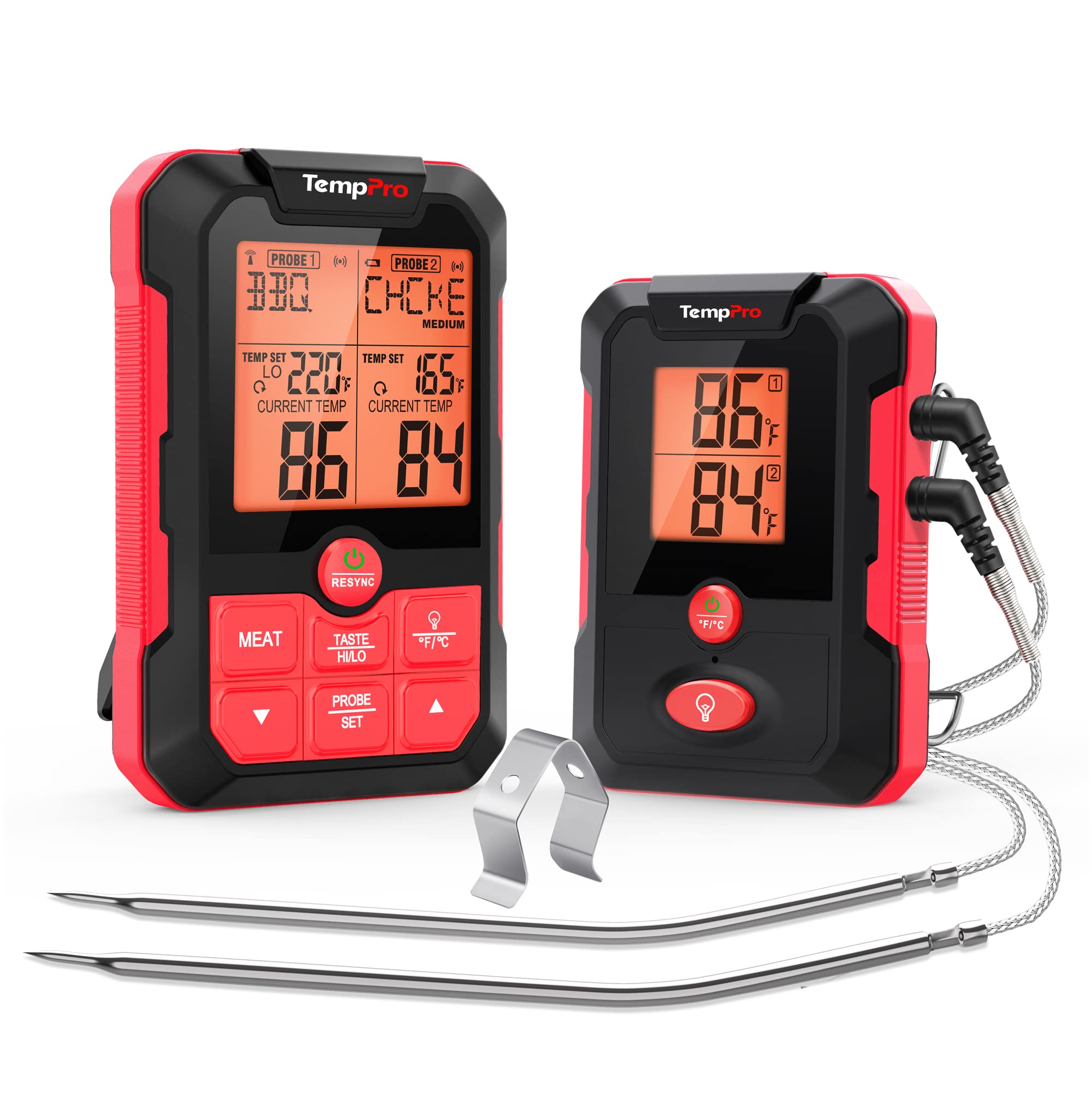 TempPro H10B 500FT Wireless Meat Thermometer for Grill with Dual Meat Probe, Remote Meat Thermometer Wireless with Alarm, Meater Thermometer Wireless for Cooking Oven BBQ