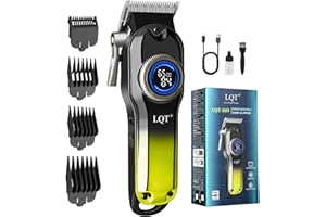 LQT® Hair Clippers for Men Professional, Body Hair Trimmer & Cordless Grooming Set with LED Display Zero Gap Clippers,Fade Haircut Kit, Electric Hair Cut Machines- Ideal Gifts for Men (Gold)