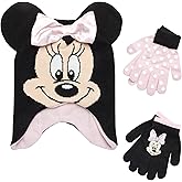 Disney girls Girls Minnie Mouse and Vampirina Winter Hat and 2 Pair Mitten Or Glove Set (Toddler/Little Girl), Size Age 4-7
