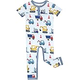DREAMHALO Baby Boys Short Sleeve Rompers Button Bodysuit One-piece Jumpsuit for Newborn, Viscose Made from Bamboo