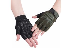 GREUS Kids Half Finger Cycling Gloves - Breathable Non Slip Bike Riding Gloves with UV Protection for Boys & Girls Aged 6-10