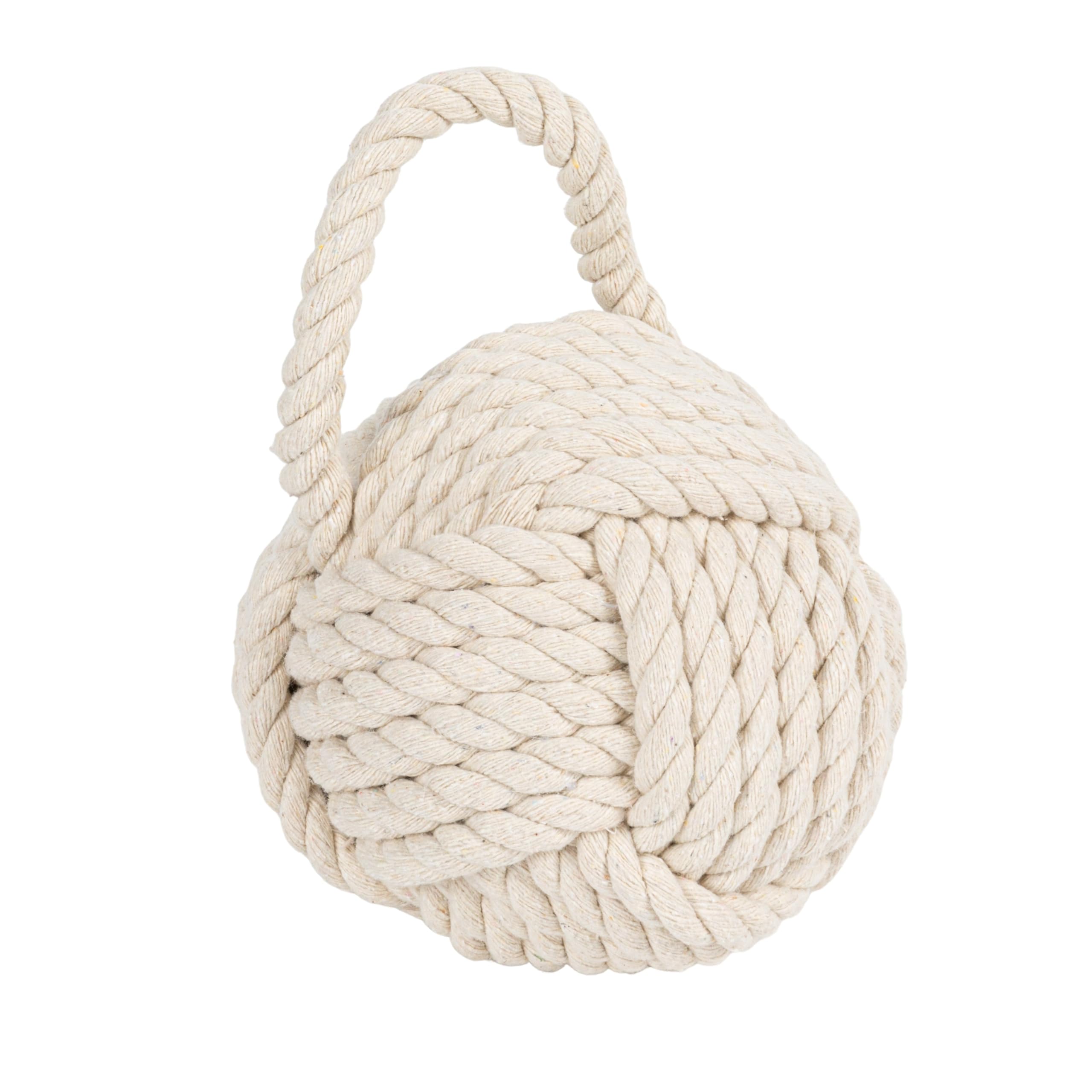 Creative Co-Op Nautical Rope Knot Cotton Door Stop, Ivory,6.25 x 6.25 — image 1