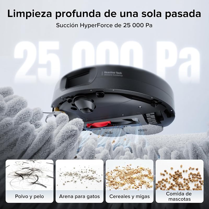 Qrevo 2 Pro Set Robot Aspirador Succión Extrema de 25000 Pa,Negro
