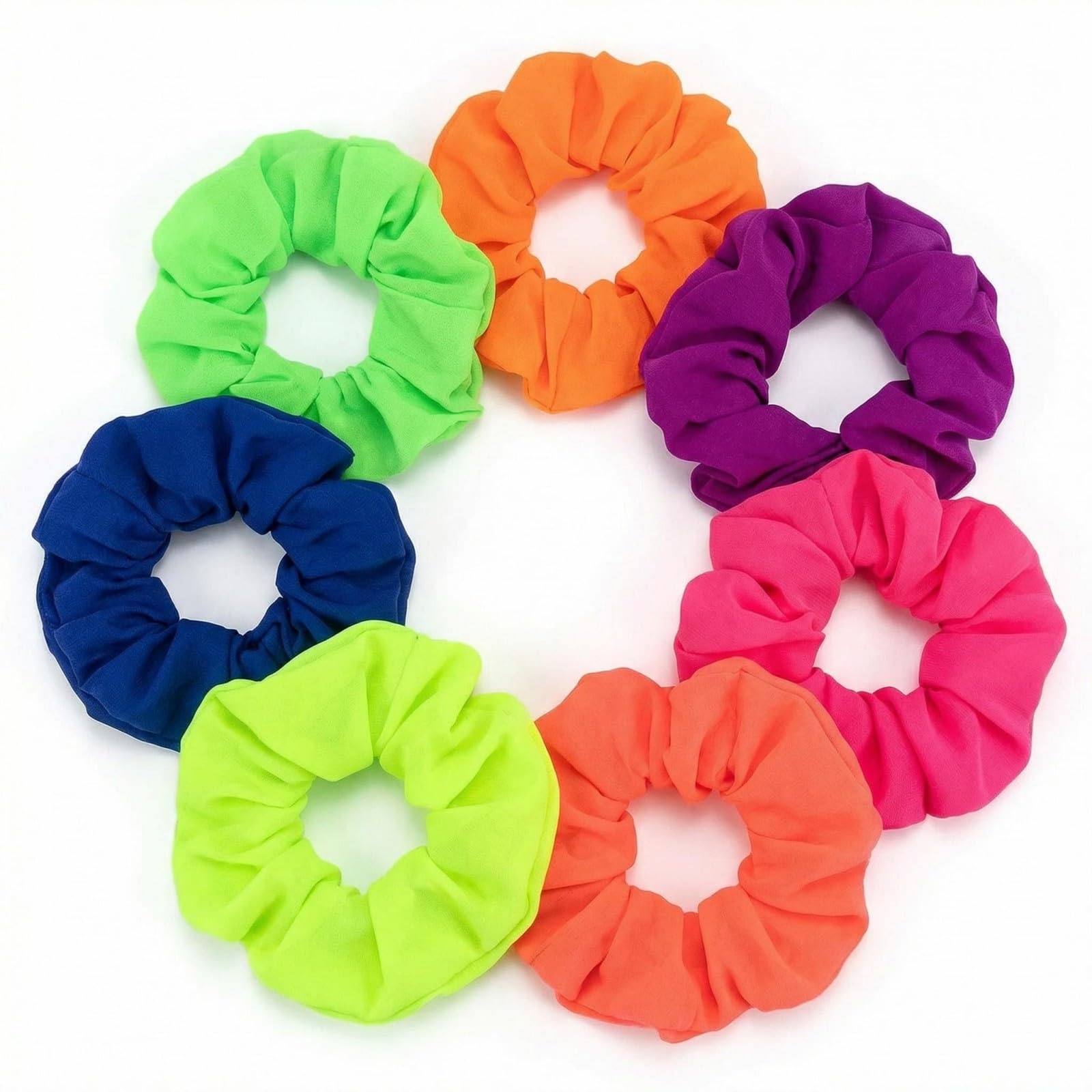 7PCS Bright Neon Scrunchies Premium Soft Elastic Bobbles Hair Ties Hair Bands Ponytail Holders for Girls Women Mixed Colors