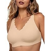 COMFELIE Wireless Bra Seamless Comfort Everyday Bra for Women, Breathable Seamless Bra with Scallop Edges
