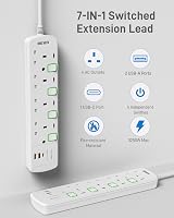 BEVA 3M Extension Lead 4 Way USB A C Ports Wall Mountable 13A 3250W view 2