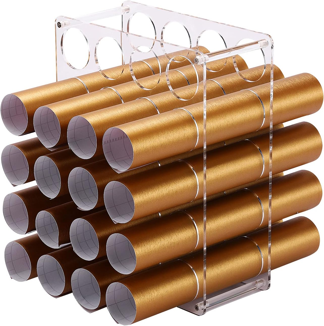 Vinyl Roll Storage Rack, Sturdy Vinyl Roll Holder, Vinyl Storage Organizer for Craft Room, 20-Holes | Aperture 2 Inch, Easy to Assemble (Clear Acrylic)
