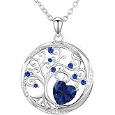 Accver Tree of life necklace with Birthstone Sterling Silver Pendant-Adjustable Chain, Ideal Jewelry gift for her, Girlfriend, Wife, Mom on Birthday, Anniversary