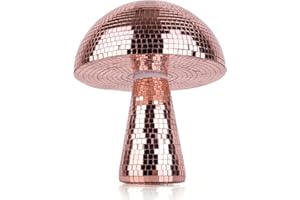 Yeehlmer Creative Mushroom Disco Ball for Party,Table Decor Mirror Retro Handmade Disco Ball Mushroom Shape Home Art Decorations,Bar Ornaments(Rose Gold,M(7'')