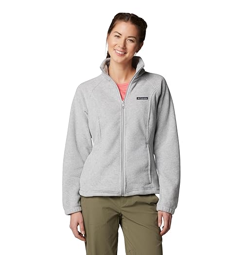 Columbia Women's Benton Springs Full Zip, Cirrus Grey Heather, Petite Large
