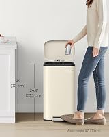 SONGMICS Kitchen Bin 30 L Pedal Soft Close Steel Inner Bucket Sand Beige view 8