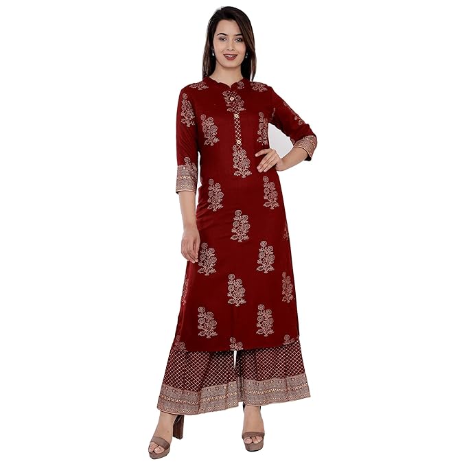 Women's Rayon Printed Kurta Palazzo set