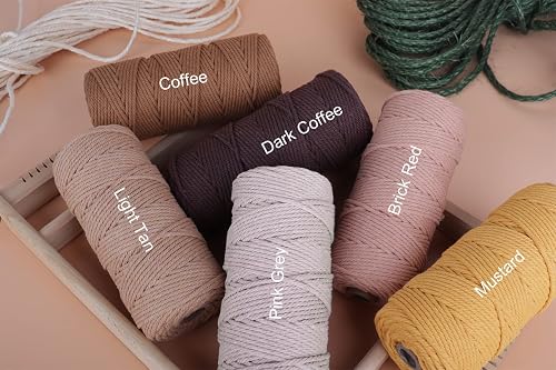 Macrame Yarn NOANTA Mustard Macrame Cord 3mm X 109yards, Colored Macrame Rope, 3 Strand Twisted Cotton Rope , Colorful Cotton Craft Cord For Wall Hanging, Plant Hangers, Crafts, Knitting Cotton Cord - View #4
