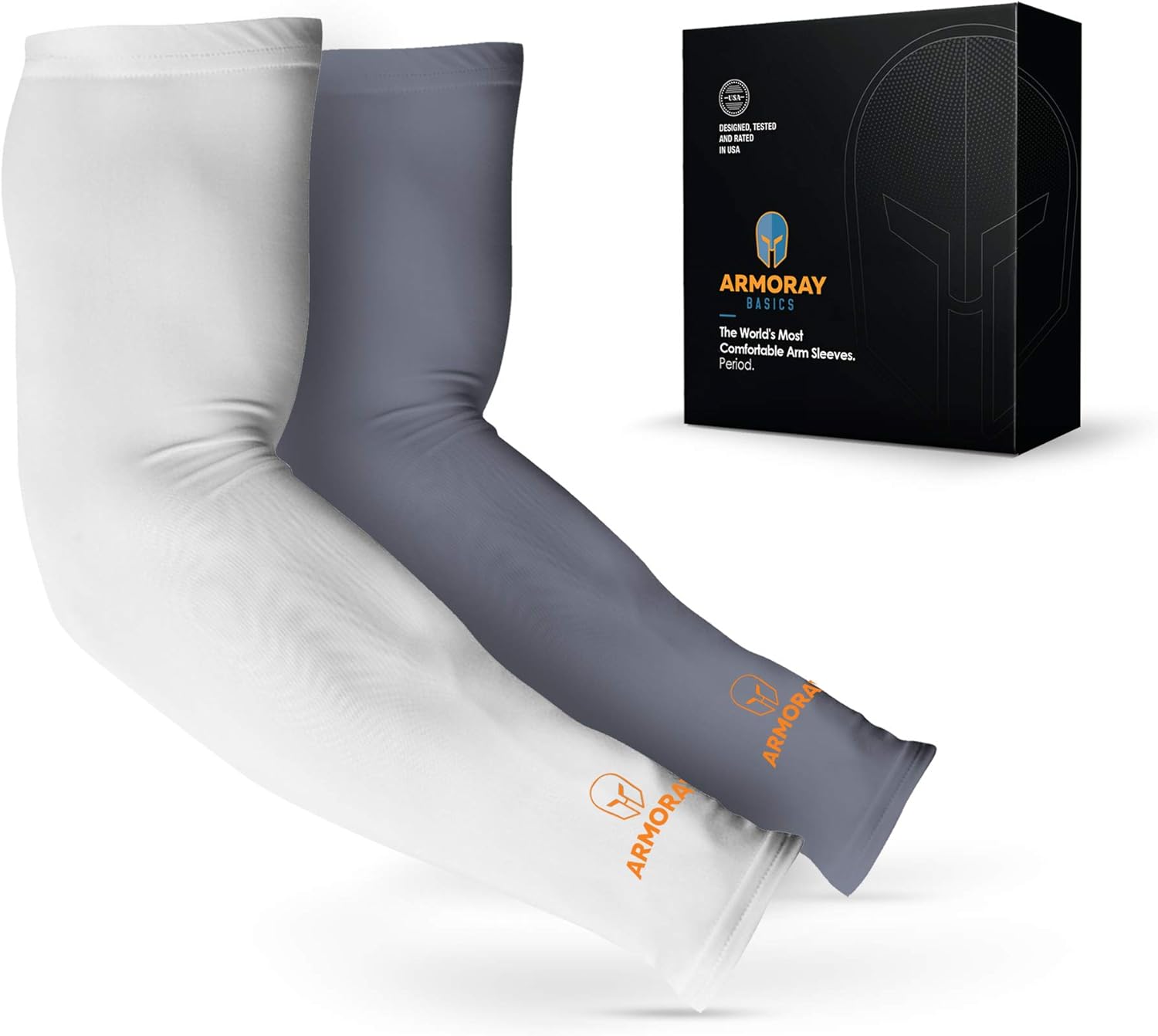 ARMORAY Arm Sleeves for Men or Women Basketball Golf Running Football Cycling (White+Gray 2 Pair) : Sports & Outdoors