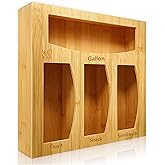 Hoeapzl Food Bag Storage Organizer For Kitchen Drawer, Bamboo Baggie Holder,Solimo,Glad,Hefty For Gallon, Quart, Sandwich And Snack Variety Size Bags(1 Box 4 Slots) (1)