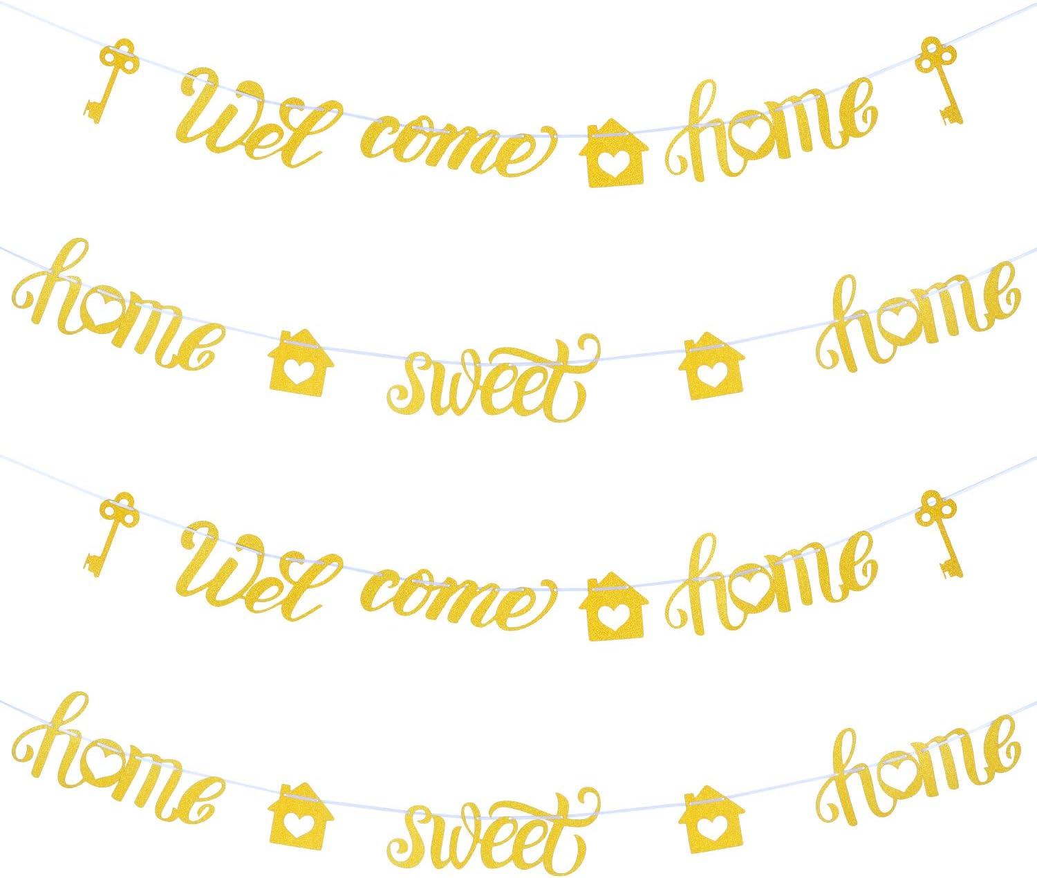 4 Pieces Gold Glitter Banners Set Welcome Home Banner Home Sweet