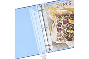 tutata 24Pcs 3 Hole Punched Magazine Holders, Magazine Organizer, 3 Ring Binder Insert Strips, Translucent White
