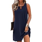 AI'MAGE Womens Sleeveless Swimsuit Coverup Tank Bathing Suit Cover Ups T Shirt Beach Dress Navy Blue Small