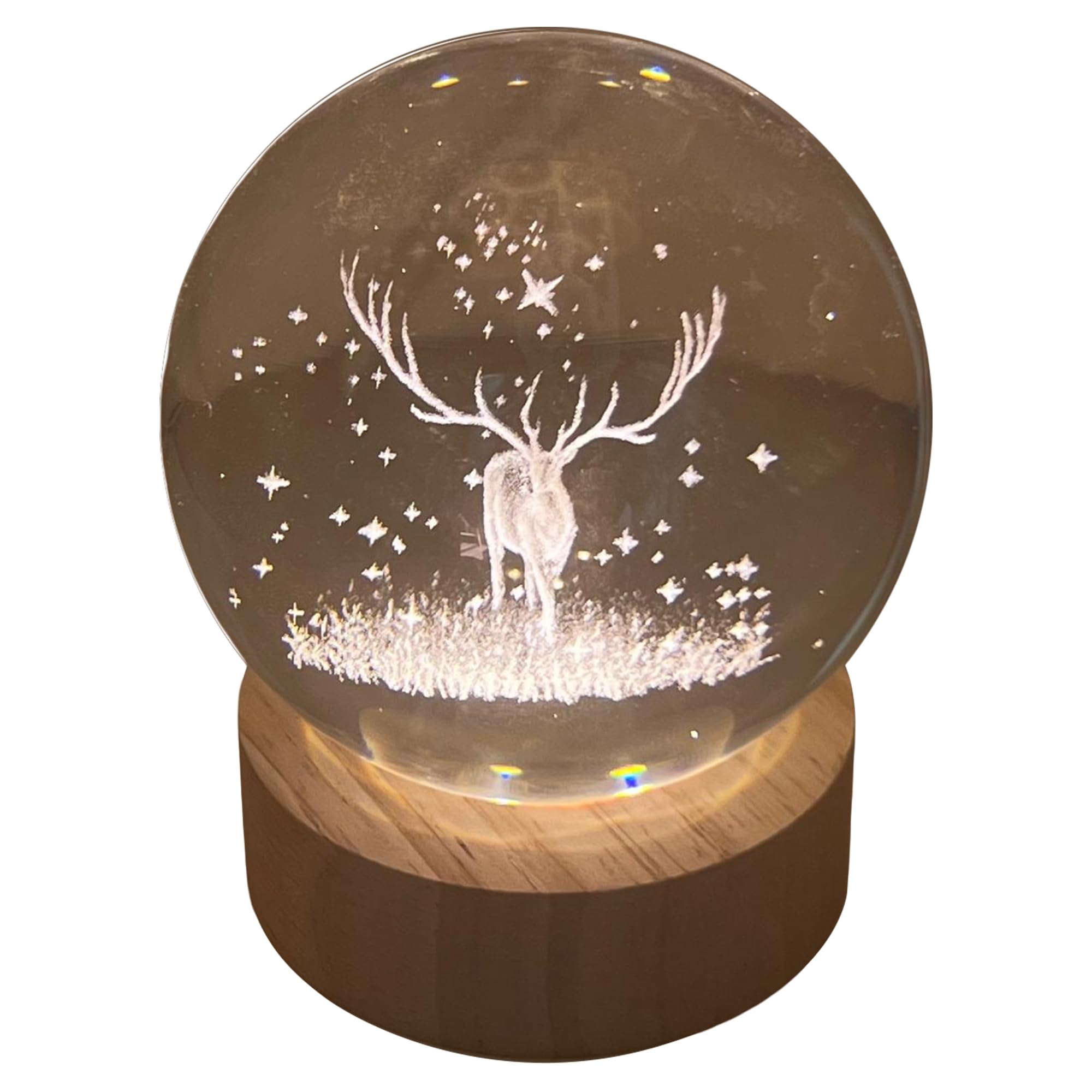 Thorness 3D Crystal Ball Night Light USB Lamp – Ludosphere Reindeer Design, Perfect for Home Décor, Gifts, and Mood Lighting