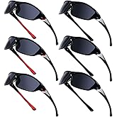 Cindeer 6 Pairs Men's Polarized Sunglasses UV Protection Wrap Around Sports Sunglasses for Hiking Fishing Driving