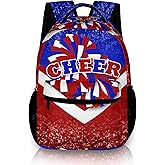 HJKLONE Cheer Backpack for Cheerleaders, Cheerleader Backpack for Women, Cheerleading Gifts for Teams (Blue&Red)