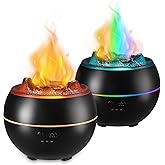 2 Pack Essential Oil Diffuser,Colorful Flame Air Aroma Diffuser Humidifier,Upgraded 7 Flame Colors Noiseless Essential Oil Diffuser for Home,Office,Yoga with Auto-Off Protection(360ml,Black)