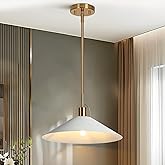 KSANA Pendant Lights Kitchen Island, 14'' Gold and White Pendant Light Fixtures, Modern Large Metal Kitchen Pendant Lighting 
