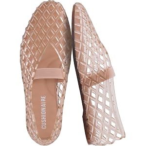 CUSHIONAIRE Siesta Girls Jelly Sandals, Lattice Cut-Out Ballet Flats for Girls, Flexible Slip On Beach Shoes