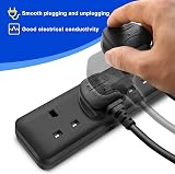 LIPWEL Black 1m 4 Way Extension Lead Power Strip Multi Socket 3250W Slim view 2