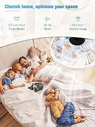 JOFIOS Ceiling Fans with Lights,19.7" Flush Mount