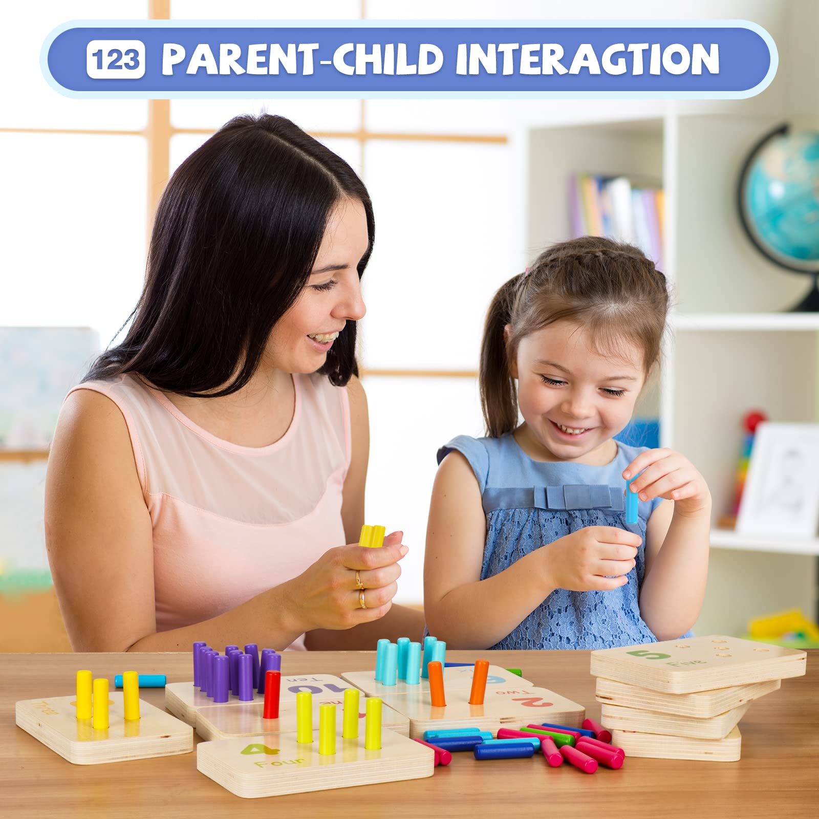 Mua Wooden Montessori Number Blocks for Toddlers, Counting Peg Board ...