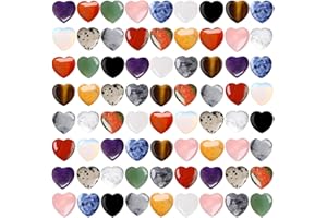 32pcs Heart Shaped Worry Stones Colorful Gemstone Crystals for Anxiety Relief, Meditation, Valentines Day Gifts, Christmas St