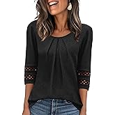 JomeDesign Womens Tops 3/4 Length Sleeve Casual Blouses 2025 Trendy Round Neck T Shirts Summer Clothes
