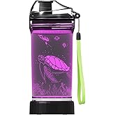 Lightzz Kids Water Bottle with 3D Glowing Turtle LED Light - Tritan BPA Free - Creative Ideal Travel Cup Ocean Gift for Back to School Girl Boy Child Holiday Camping Picnic (Sea Turtle 14 Oz)