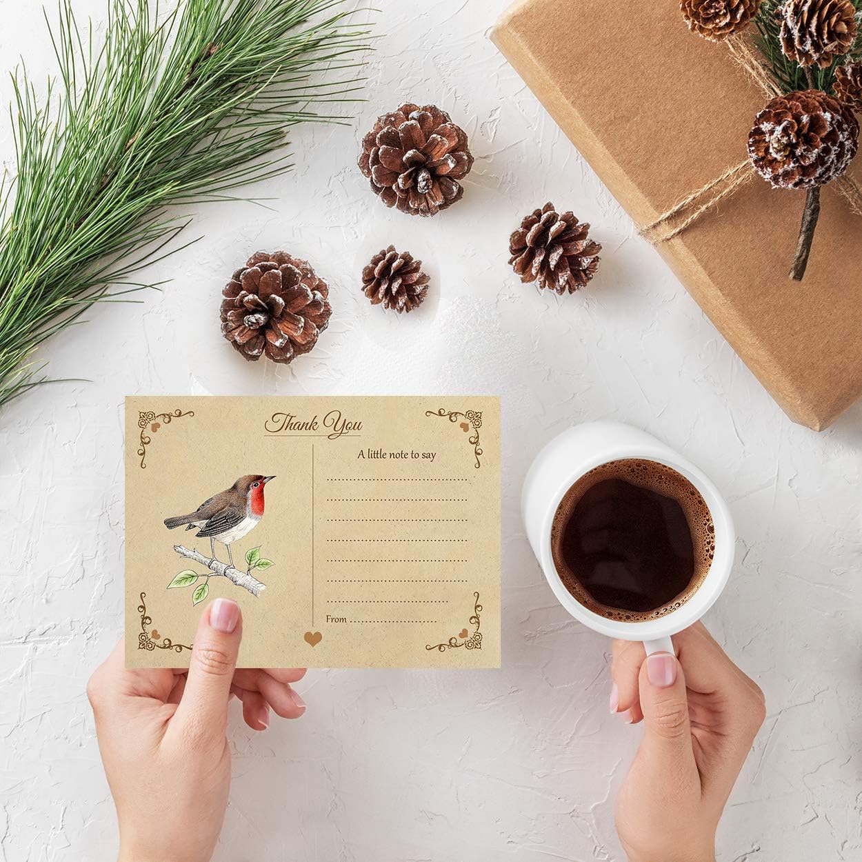 Artstore Vintage Robin Thank You Note Cards With Brown Kraft Envelopes - Pack of 15, red|brown|beige|yellow, 11 X 15 cm - Image 4