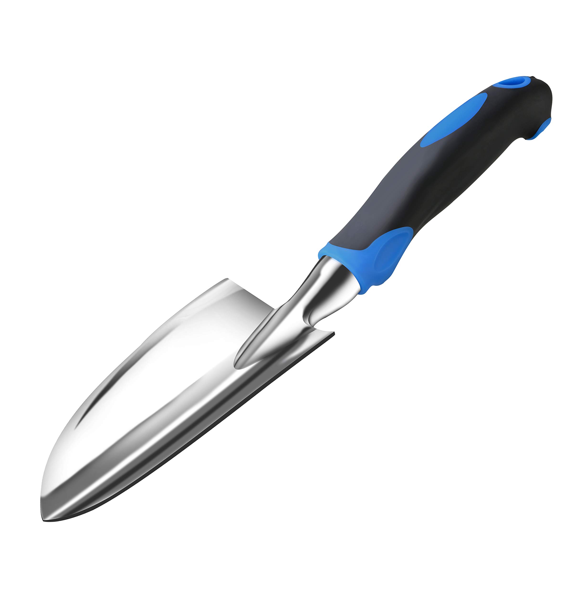 Sinoer Garden Trowel & Pointed Hand Shovel Set - Blue | Soft Rubberized Non-Slip Ergonomic Handle | Heavy-Duty for Planting, Transplanting, Weeding & Soil Work | Ideal Gardening Gift