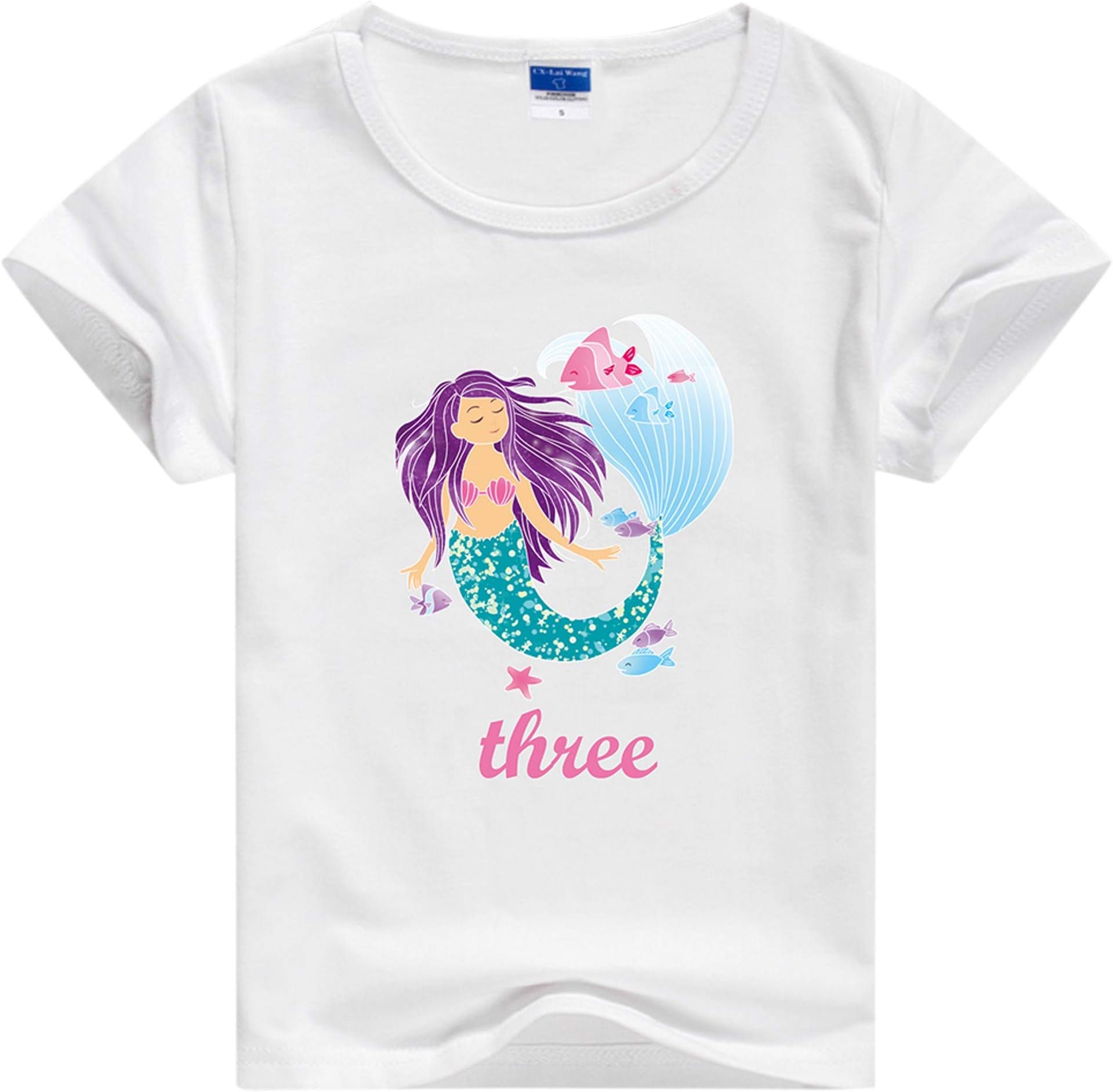 Girls Mermaid Birthday Party Tshirt, 3rd - 8th