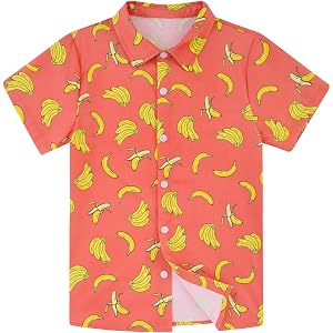 Cozople Boys Hawaiian Shirt, Stretch Button Down Beach Shirt | 92% polyester, 8% spandex fabric with short sleeves, perfect f