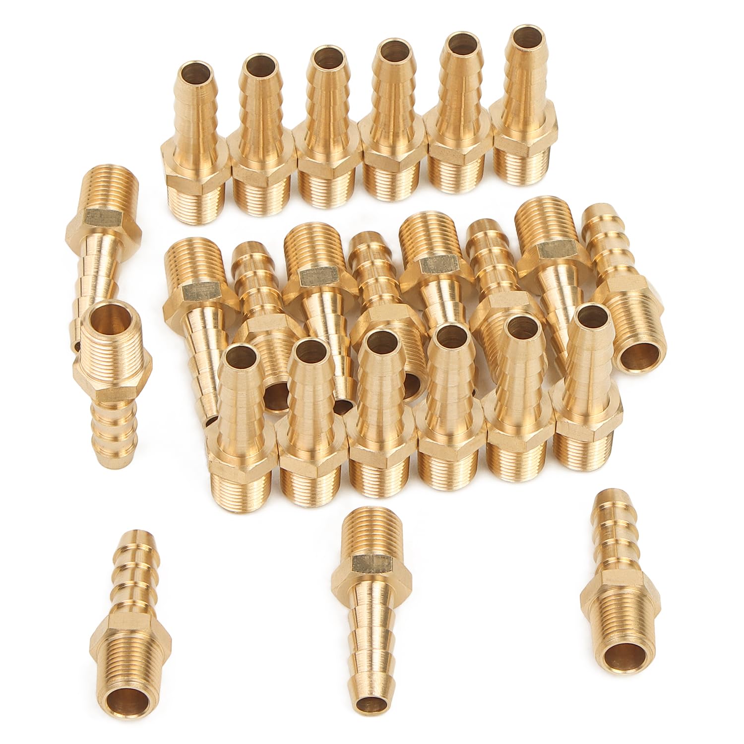 LTWFITTING Brass 1/8-Inch Male BSPT x 6mm Hose Barb Coupler Adapter Fitting for Vehicle Fuel System, HVAC System (Pack of 25)