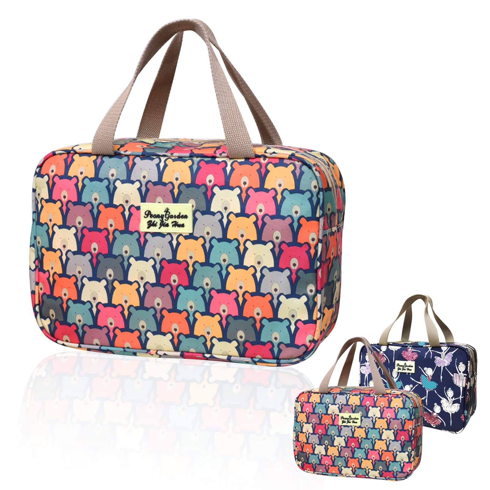 Toiletry Bag, Large Travel Hanging Make up Wash Bags, Portable Waterproof Cosmetic Bag, Light Blue White Bear Toiletry Kit, Bathroom Storage Case for Women Girls Ladies (Color Bear)