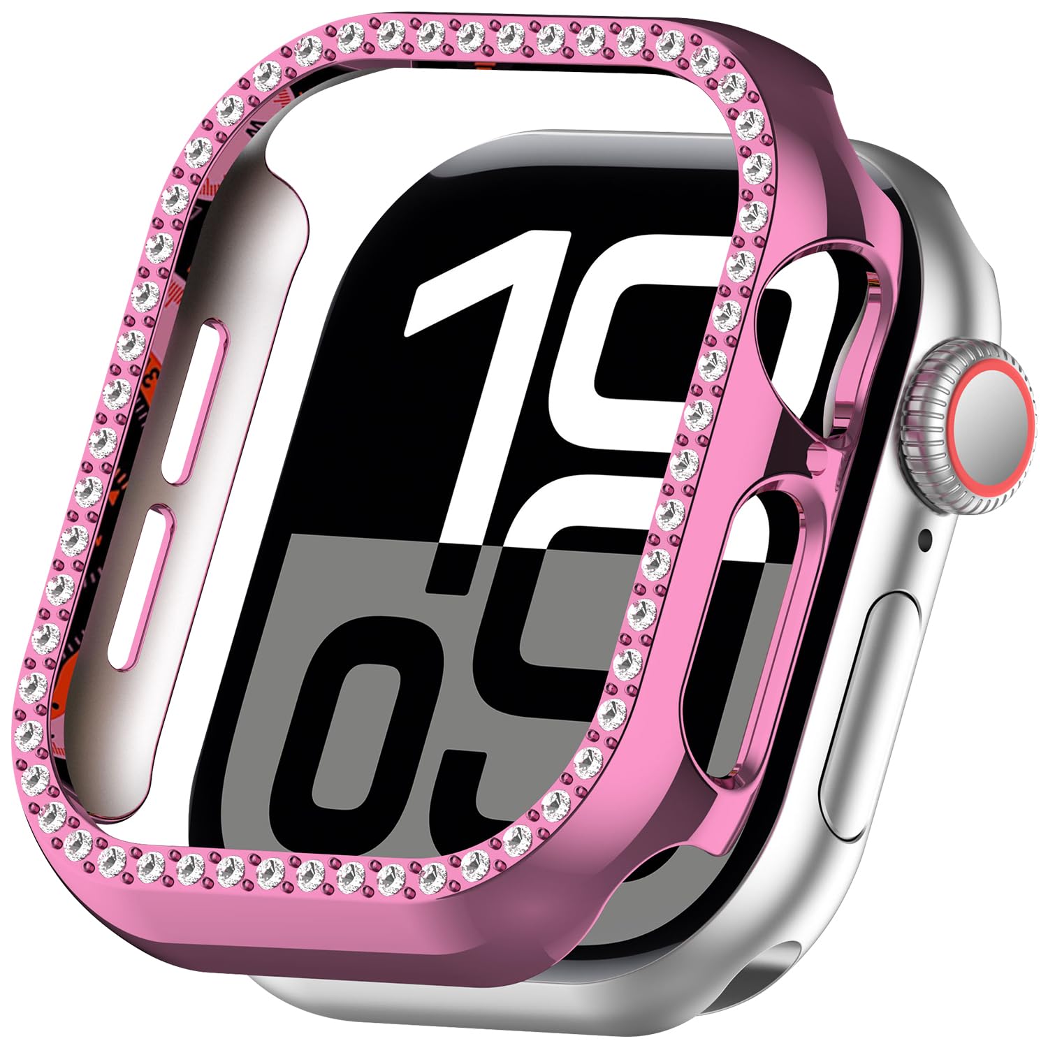 Miimall Bling Case for Apple Watch Series 11/10, Glitter iWatch Series 10 Hard PC Covers, Sparkling Diamante Case for Women Girls, Diamond Apple Watch 11 42mm Cover-Pink
