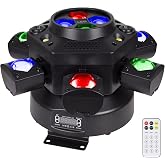 Moving Head DJ Lights 150W RGBW, 6-Arm Party Stage Light with Remote | 150W RGBW 6-arm beams, DMX-512 &amp; sound-activated, quiet motor, sharp beam through haze/fog, home party &amp; small-venue DJ use