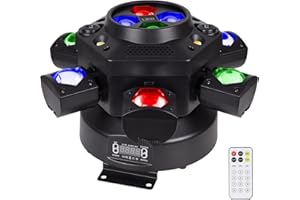 LUMVRANEO Moving Head DJ Lights, 150W RGBW LED Moving Head Lights, 6 Arms Party Light, 4 in 1 Bee-Eyes Effect Light, Red Green Starry, White & Amber Strobe, Support DMX-512 & Remote for Party Bar Disco Club DJ
