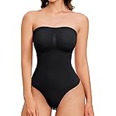 IHHCOXK Strapless Thong Bodysuit for Women Seamless Tummy Control Shapewear Body Shaper -Removable Strap Tube Top Leotard