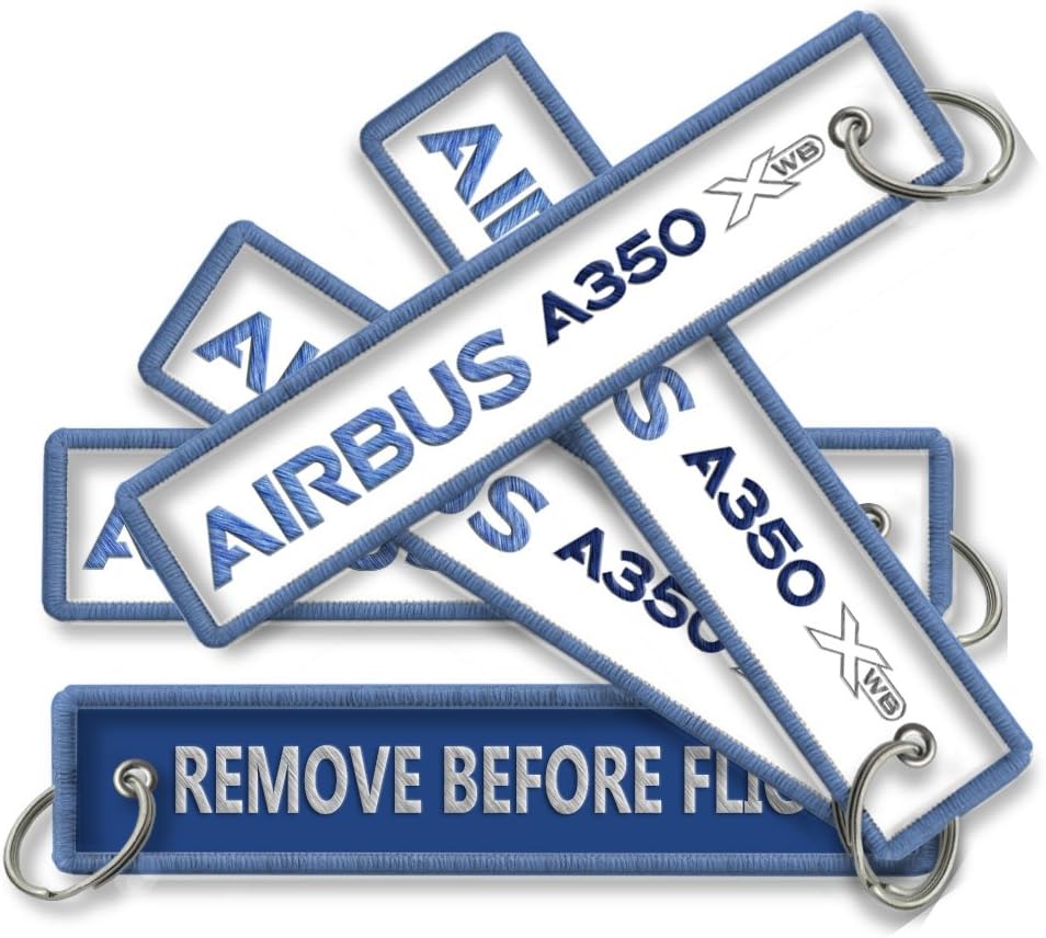 Airbus A350XWB Remove Before Flight Embroidered Keyrings x2