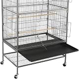 Yaheetech 132cm Large Parrot Bird Cage with Stand Wheels Black view 7