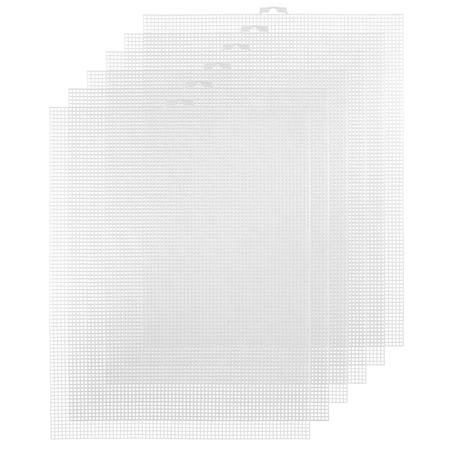 6pcs Plastic Mesh Canvas Sheets for Embroidery, 13.5x10.4 Inch 7 Count Plastic Canvas Sheets Cross Stitch Plastic Aida Plastic Mesh Screen for Crafts Making (White)
