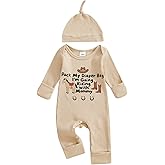 LZUBCPY Western Baby Boy Fall Clothes Pony Jumpsuit Horse Riding Long Sleeve Romper Hat Cute Newborn Cowboy Going Home Outfit