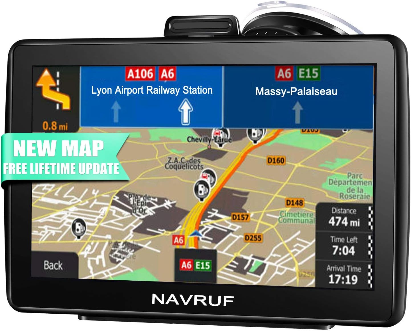 GPS Navigation for Car, Navigator System 7 Inch LCD Touch Screen 8GB Lifetime Map Update Direct Access, Driver Alerts