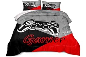 Z.Jian HOME Gaming Bedding for Boys Teen Game Contoller Bedding Set for Kids Down Alternative Comforter for All Season Gamer Home Decor for Comforter Set Twin Size,1 Comforter with 1 Pillowcase